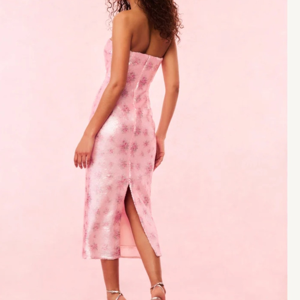 LoveShackFancy Strapless Pink Floral Dress - Picture 4 of 11